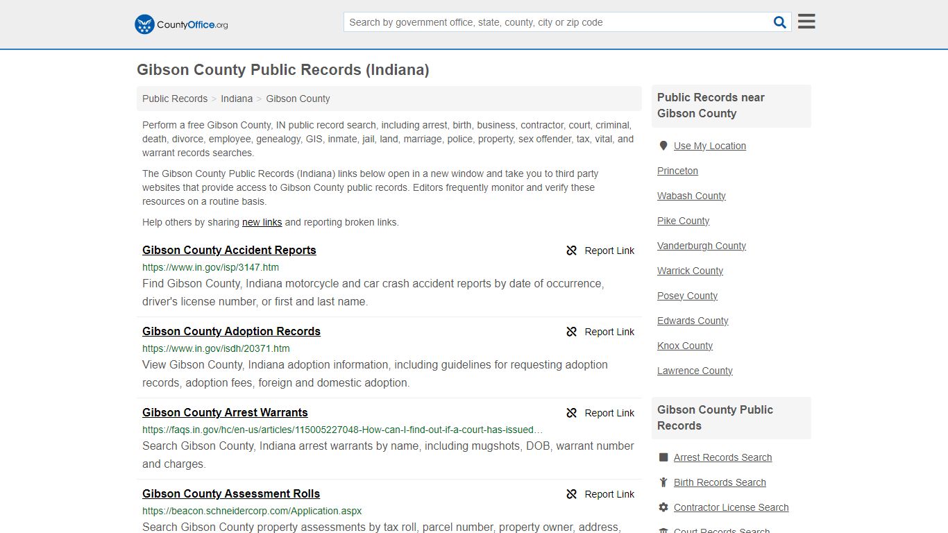 Gibson County Public Records (Indiana) - County Office