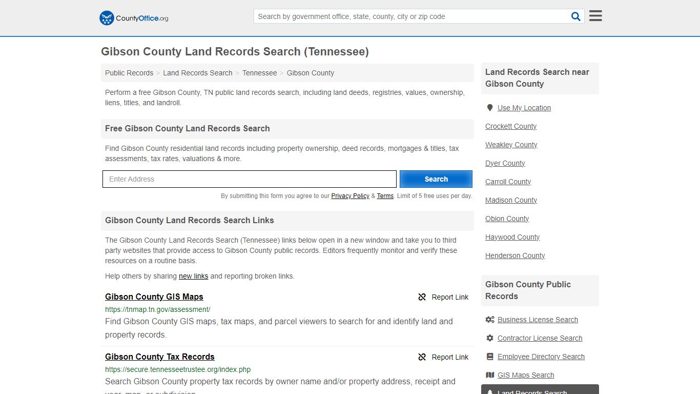 Gibson County Land Records Search (Tennessee) - County Office